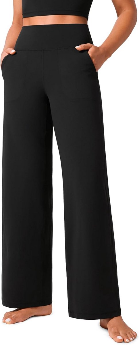 Hoge Taille Wijde Pijp Broek voor Dames met Zakken - Zacht en Comfortabel