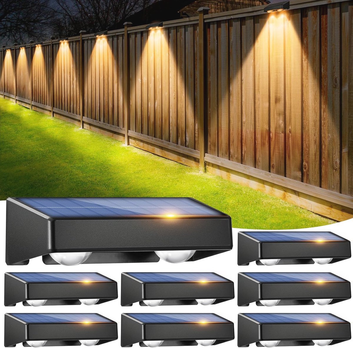 Buiten wandlampen op zonne-energie - Waterdicht, 11 lichtmodi, 8 stuks RGB lampen
