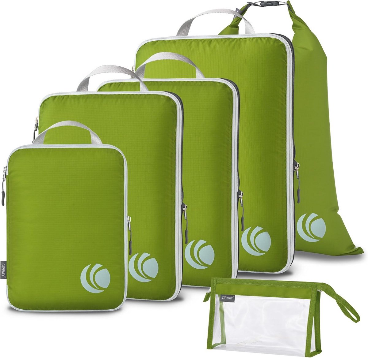 Compressie Verpakking Kubussen - Ultralichte Reisbagage Organizer Sets voor Handbagage - 6 Stuks - Groene Reisbenodigdheden