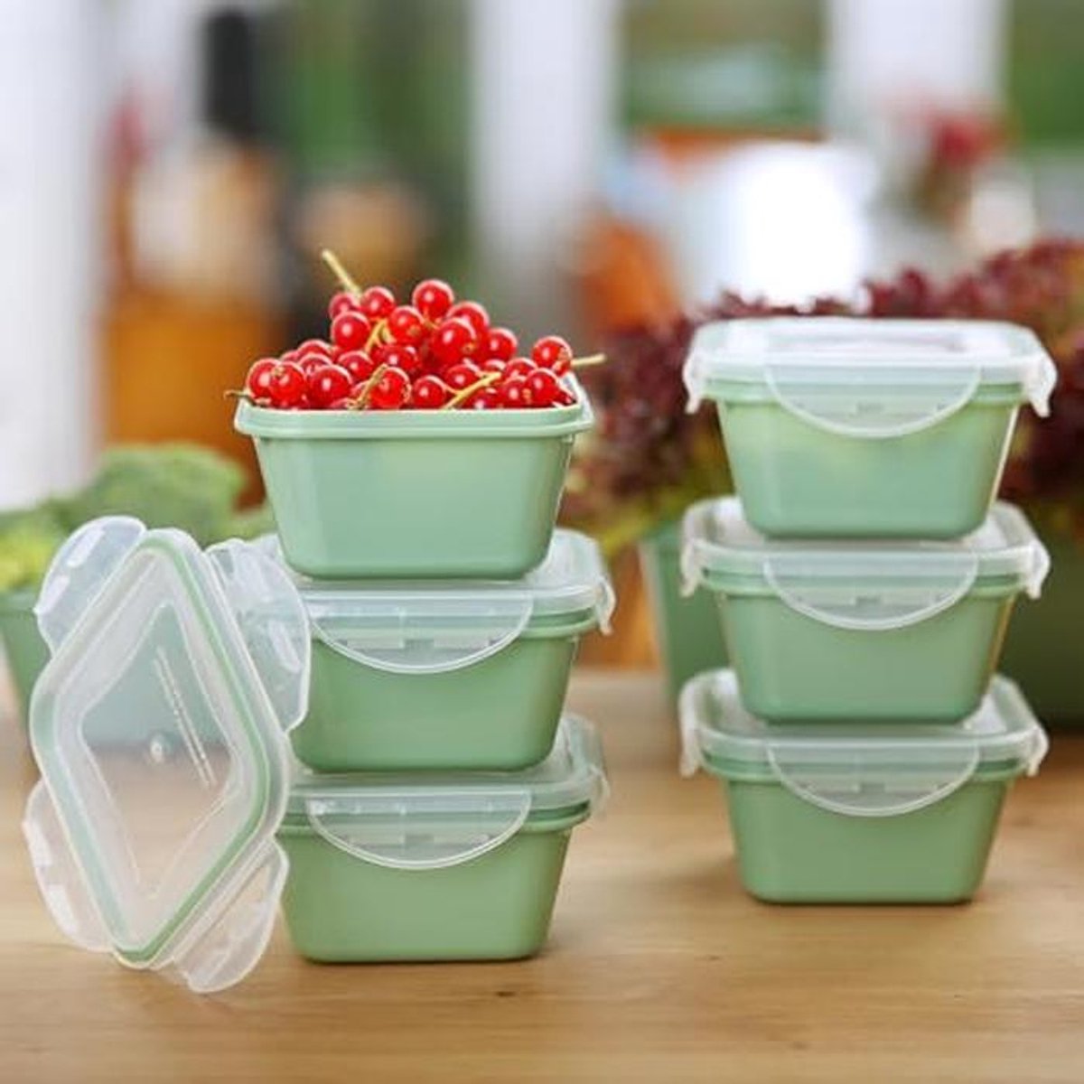 Vershouddozen Set - 6-delig, 300 ml, Luchtdicht, BPA-vrij, Stapelbaar en Magnetronbestendig