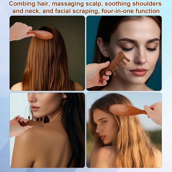 2x Houten Loc Kammen voor Dreads en Microlocs - Hoofdhuidmassageborstel voor Dreadlocks van Merkloos — afbeelding 5