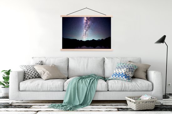 Posterhanger incl. Poster 120x80 cm - Schoolplaat - Heelal - Melkweg - Sterrenhemel - Jongens - Meisjes - Kinderen - Textielposter - Blanke latten