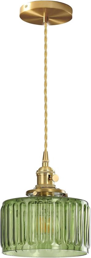 Moderne glazen hanglamp met gouden E27 fitting en verstelbare kabel