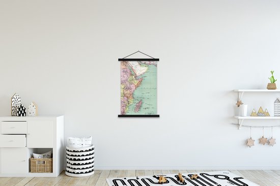 Affiche scolaire - Wereldkaart - Vintage - Afrique - 60x90 cm - Lattes noires