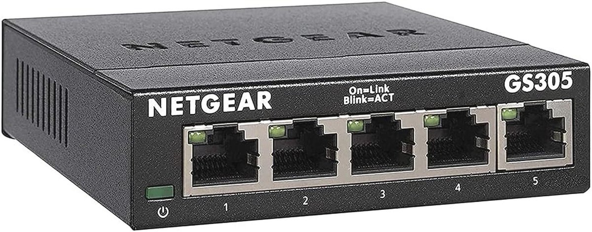 5-poorts Gigabit Ethernet Switch - Onbeheerde Netwerk Hub voor Thuis en Kantoor, Plug and Play, Geluidsarm, Desk of Wandmontage