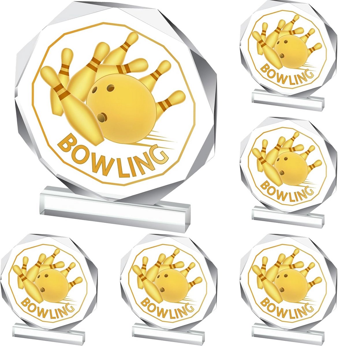 6x Acryl Sport Trofee Awards voor Wedstrijden en Prijzen - 12x12cm