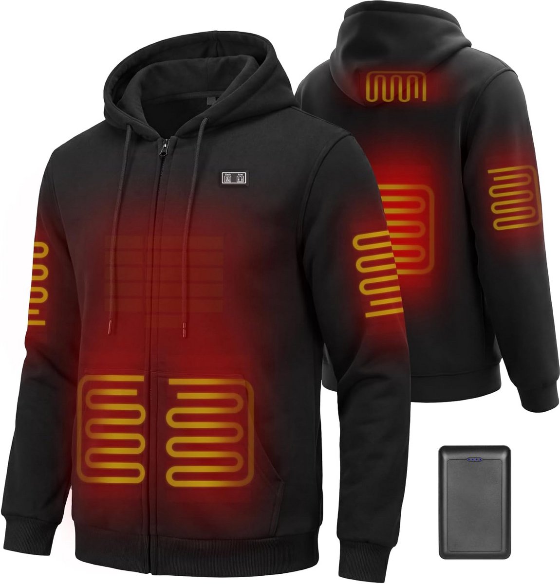 Heren Elektrisch Verwarmde Hoodie met Krachtige 16000mAh Oplaadbare Batterij
