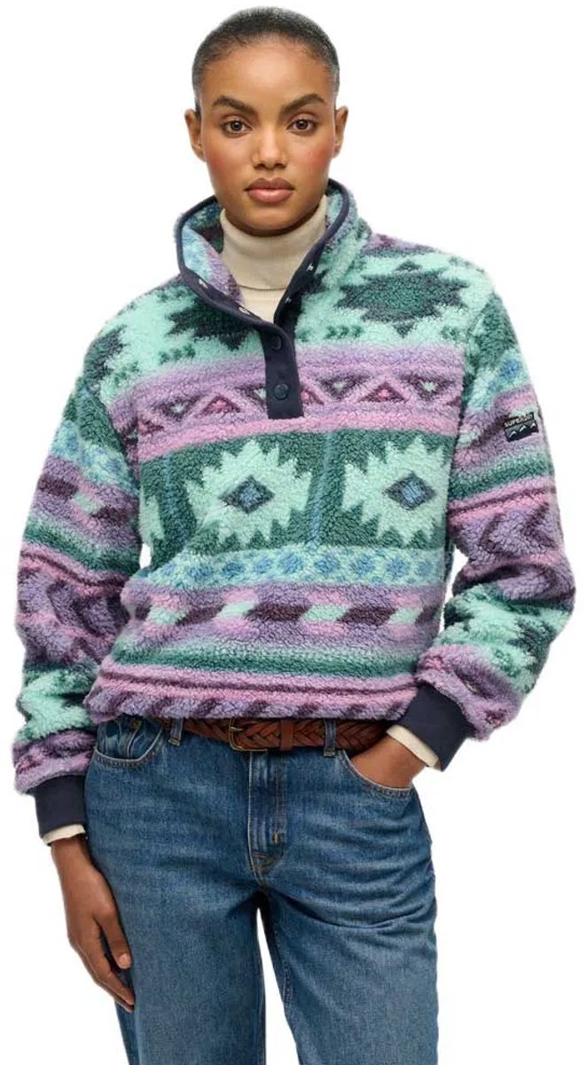 Superdry Super Soft Printed Half Rits Trui S Vrouw Marineblauw