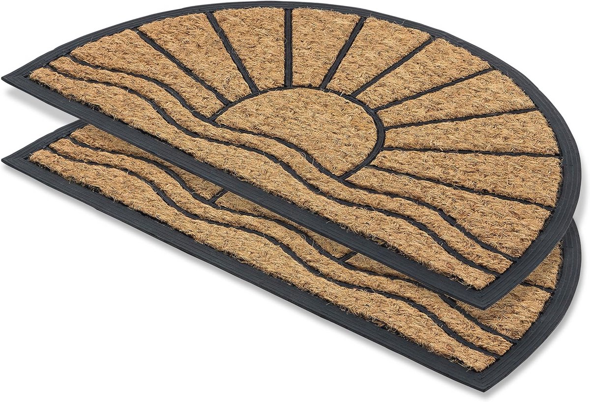 Weerbestendige Antislip Buitendeurmat - Vuilvanger van Rubber en Kokos - Set van 2 - 45x75