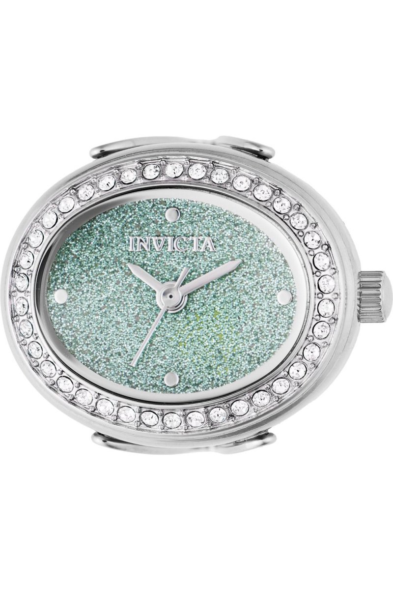Invicta Mini - Ring 49597 Dames Horloge - Waterdicht - Analoog - Quartz Uurwerk - Roestvrij Staal met groene Wijzerplaat - 24mm