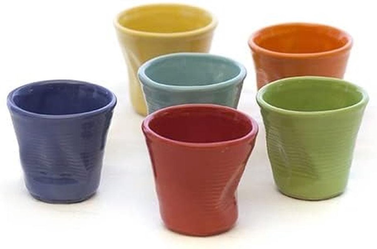 Set van 6 Porseleinen Borrelglazen in Verschillende Kleuren