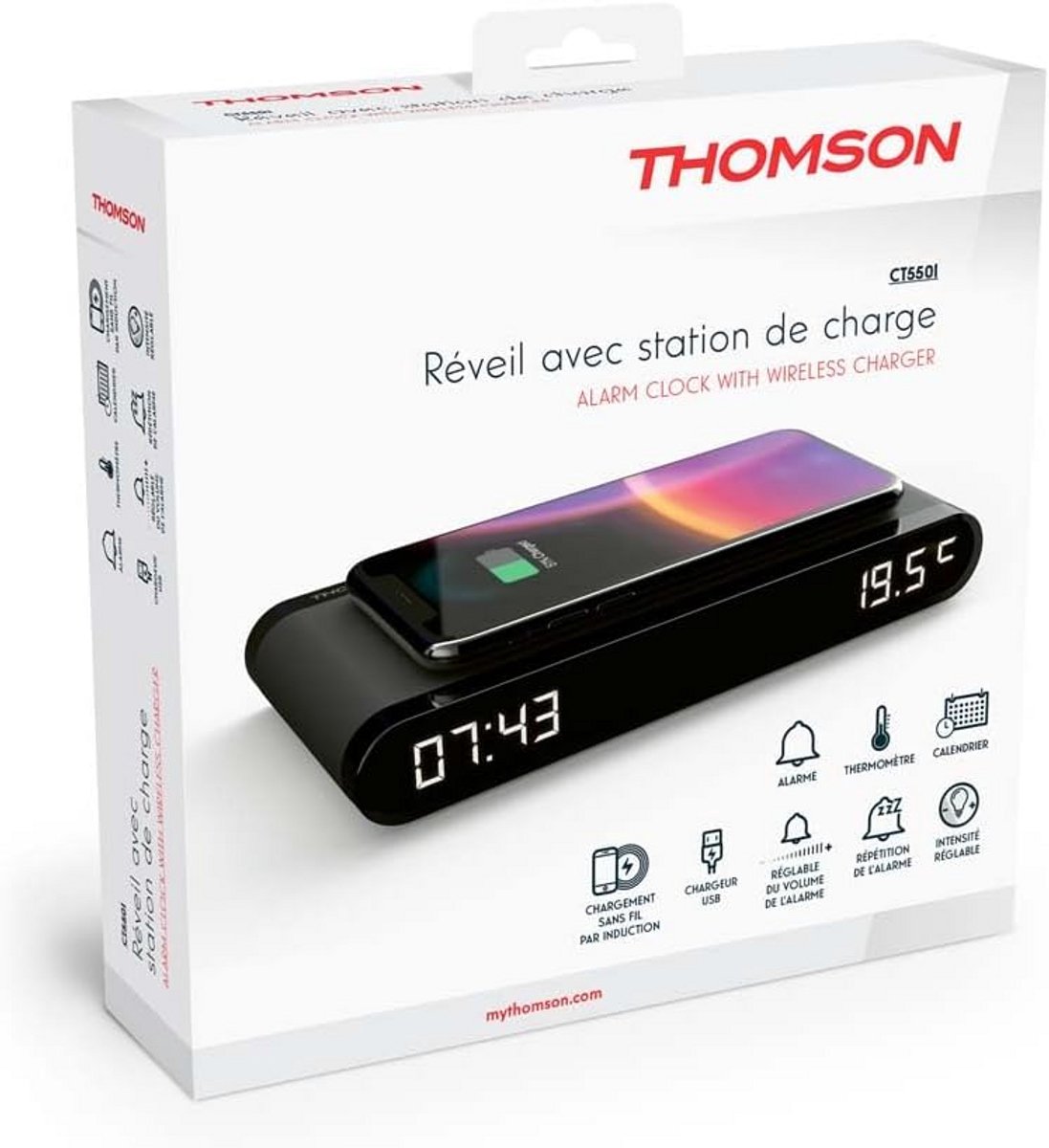 Digitale Wekker met Draadloos Oplaadstation, USB-C Opladen en Temperatuurweergave