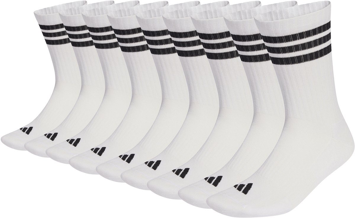 3STRIPES CUSHIONED SPORTSWEAR CREW SOCKS 9 PAIR PACK Wit