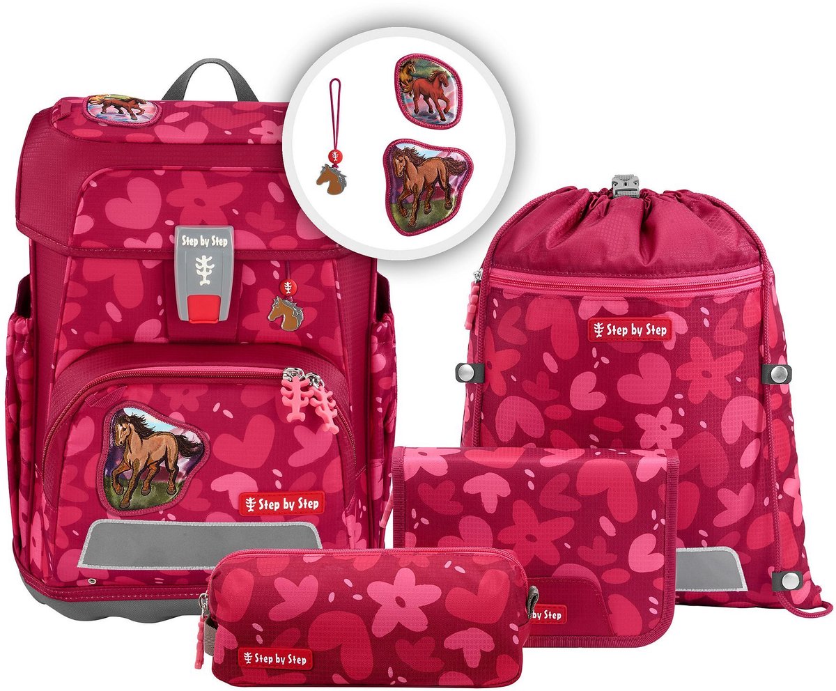 Step by Step schooltas Cloud Schulranzen-Set 5-delig Wild Horse Nora roze