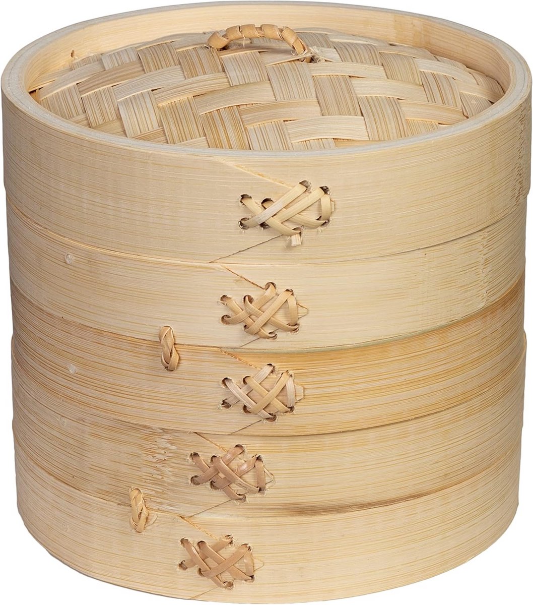 3-delige bamboe stoompan - 15 cm - Ideaal voor gezond koken