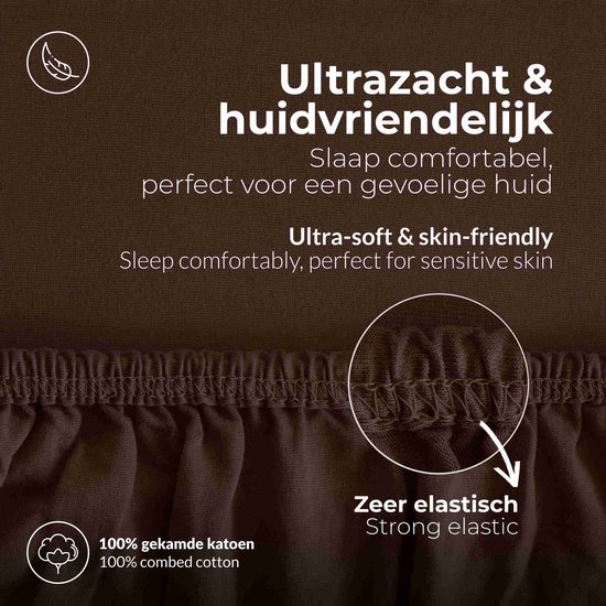 Hoeslaken etérea Extra Jersey 240x220 cm - Oekotex - 100% coton - jusqu'à 35 cm - Marron