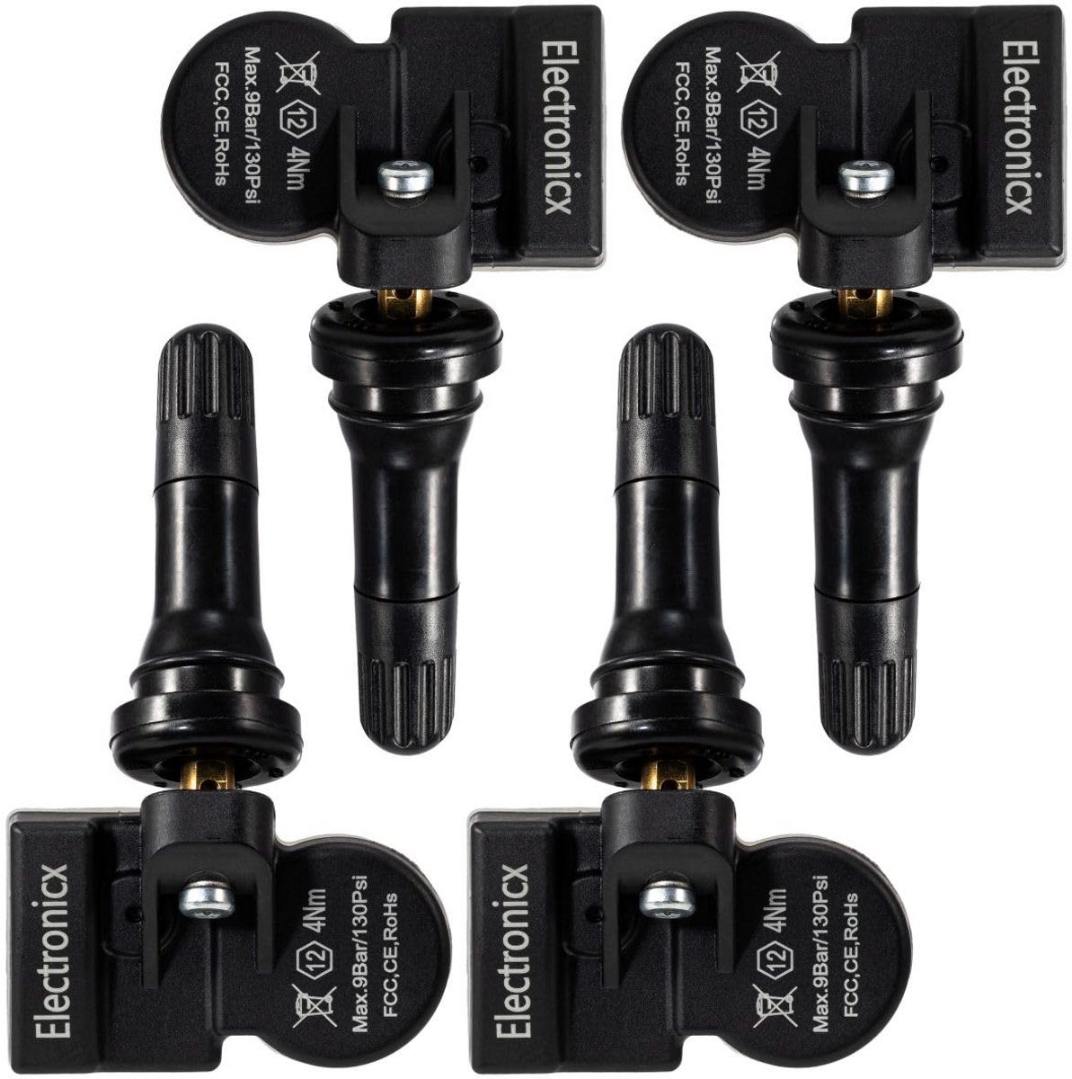 4x TPMS RDKS Bandenspanning Sensoren Rubber Klep 433Mhz Universeel Compatibel