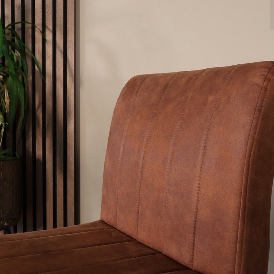 SET OFF: Tabouret de bar 2 pièces Anel avec dossier: microfibre cognac avec piètement noir chaise de bar