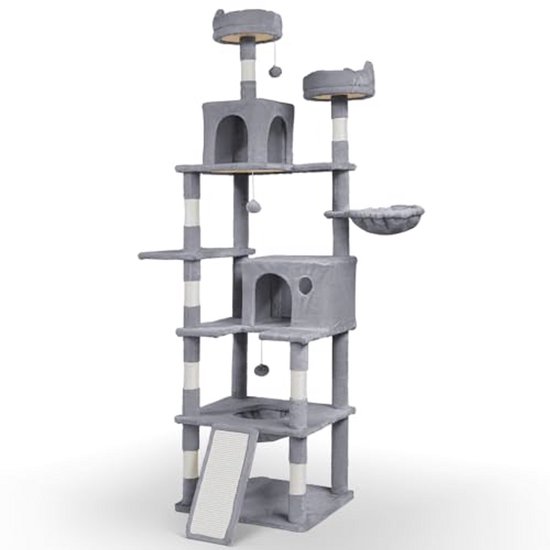 Hzuaneri XL Kattenboom, 176 cm Krabpaal, 3 Platforms, 2 Grotbedden, 7
