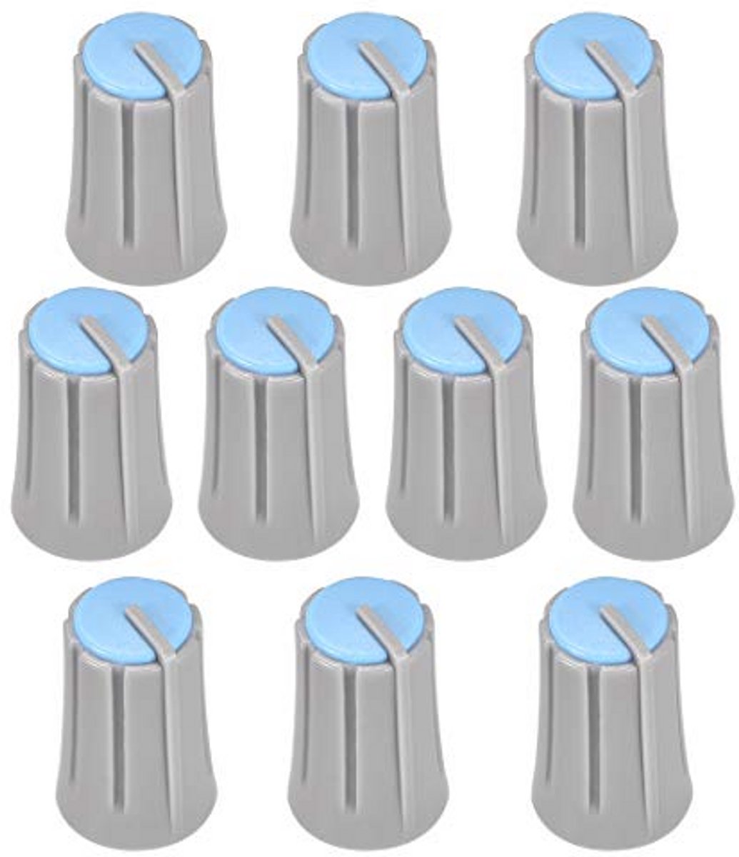 10 Stuks D Type Potentiometer Knoppen voor Volumeregelaar 6 mm - Grijs Blauw
