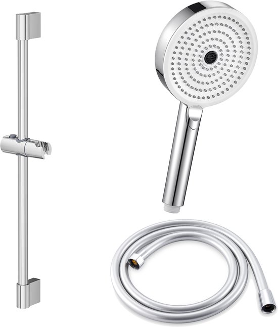 Auralum max Doucheset met Handdouche - 57 cm Glijstang - 3 Standen Douchekop - Chroom - Doucheset - 150 cm Doucheslang - Handdouche ø 12.7 cm