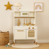 Maxx kidz - Houten Speelgoed Keuken - Complete Speelkeuken - Wit Keukentje - Stevige Kinderkeuken met Accessoires - Speelgoedkeuken met Licht, Geluid en Pannetjes