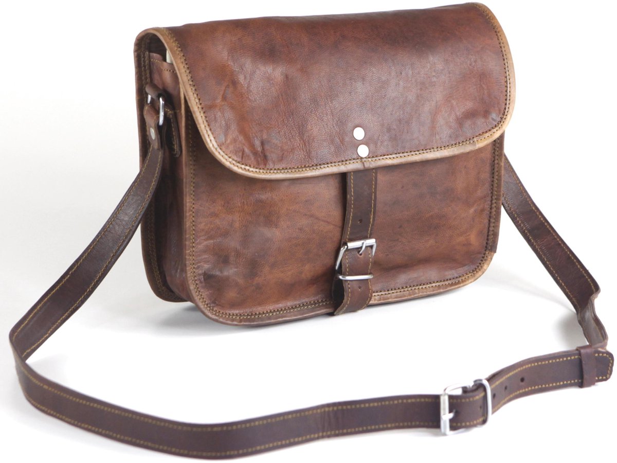 Handtas - Heuptas IGA Urban Chique - Bruin Echt Leer – 18 x 12 x 6 cm - Damestas ECHT LEER - Handgemaakt MODEL 009