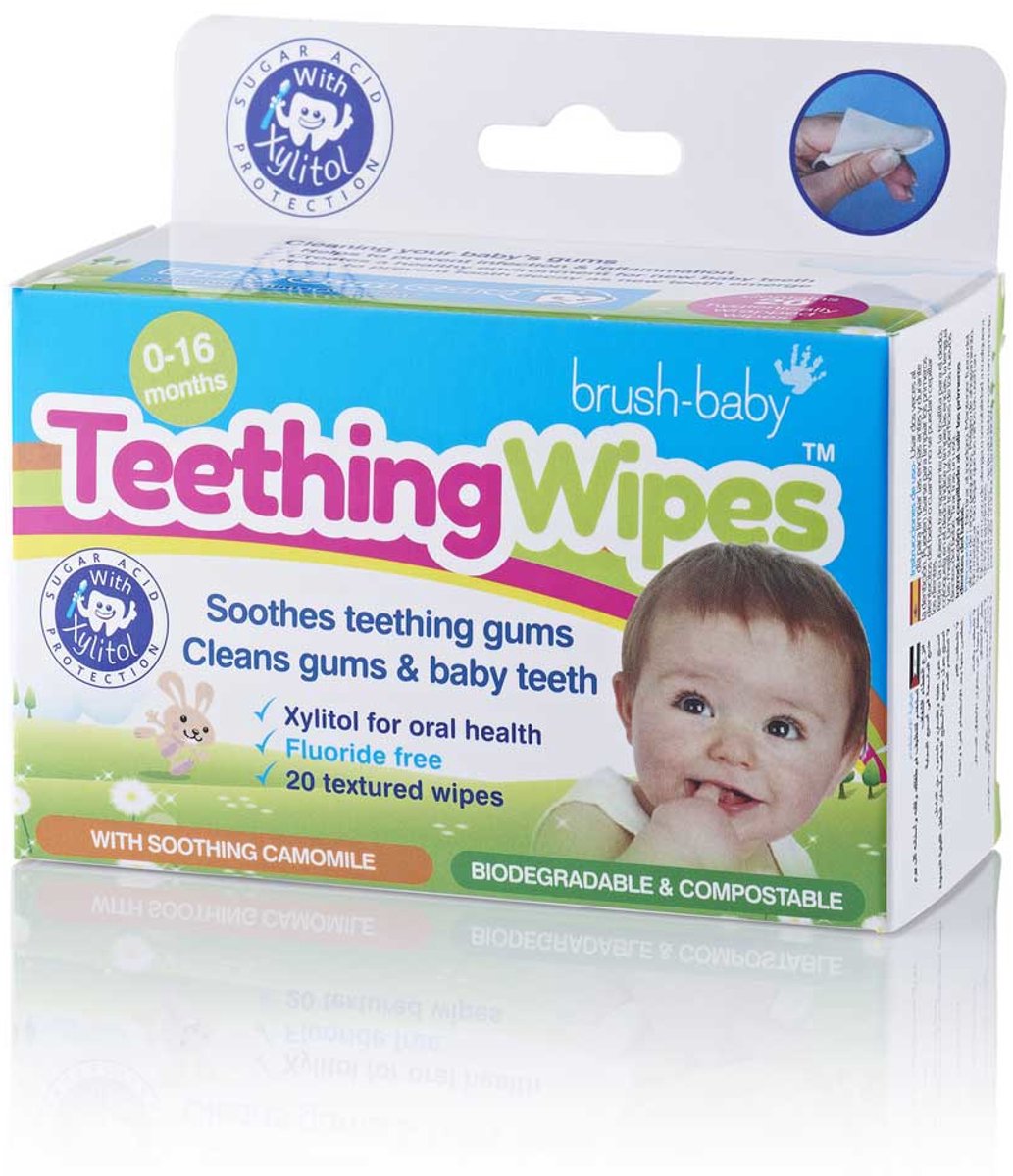 Tandenpoetsdoekjes voor baby's met tandjes voor 0-peuters - Elimineert pijn bij doorkomende tandjes, het voorkomt tandbederf en zure melkademhaling - 20 vingerdoekjes