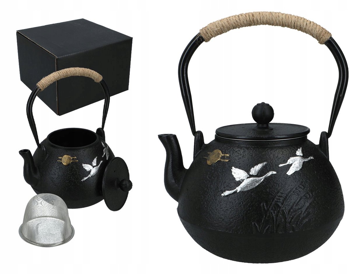 Gietijzeren theepot 1200ml met geëmailleerd binnenwerk, robuust en duurzaam