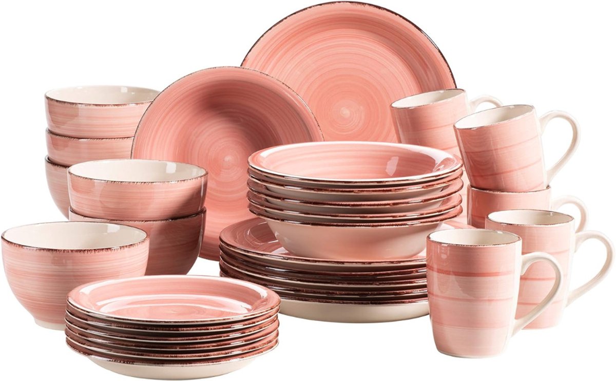 MMP® Serviesset 30 Delig - 6 Persoons - Compleet Servies - Koraal - 60cm x 32cm x 32cm