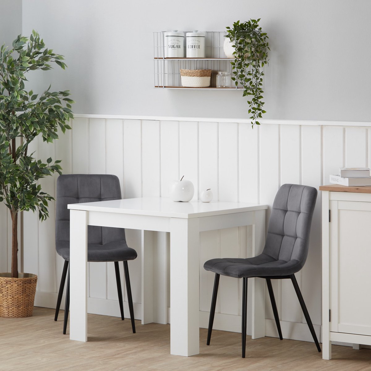 Homestyle4u Eettafel - 80x80 cm - Eetkamertafel - Massief Hout - Wit