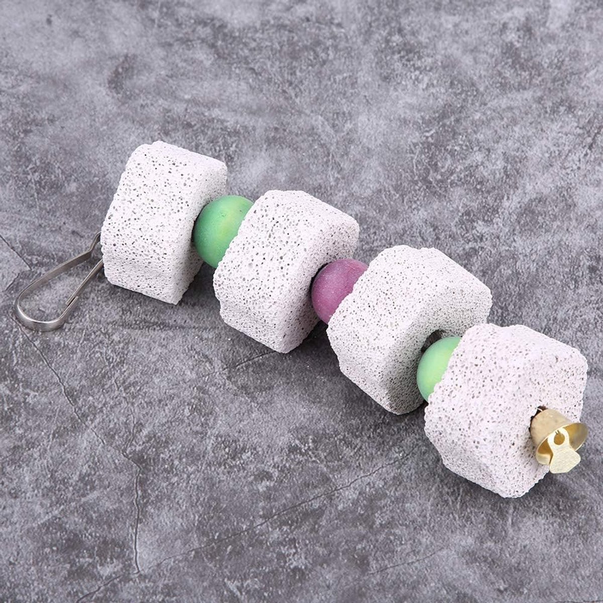 Parrot Bird Teeth Grinding Stone – Molar Cage – Hamster Chinchilla – Chewing Toy – Mineral Light Grey