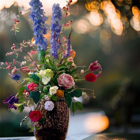 Seta Fiori - Kunstbloemen - Zijden bloemen boeket - Royaal boeket - luxe boeket - met tulpen -