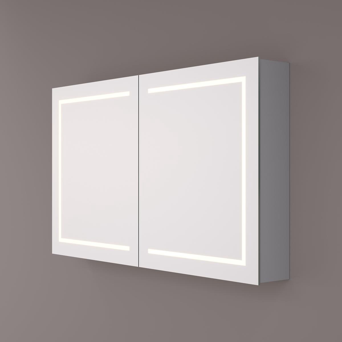 HIPP Design spiegelkast - LED Baan Rondom 80 x 70 x 14 cm + Spiegelverwarming + 2x Geaard Stopcontact + Verstelbare Glazen Planchetten