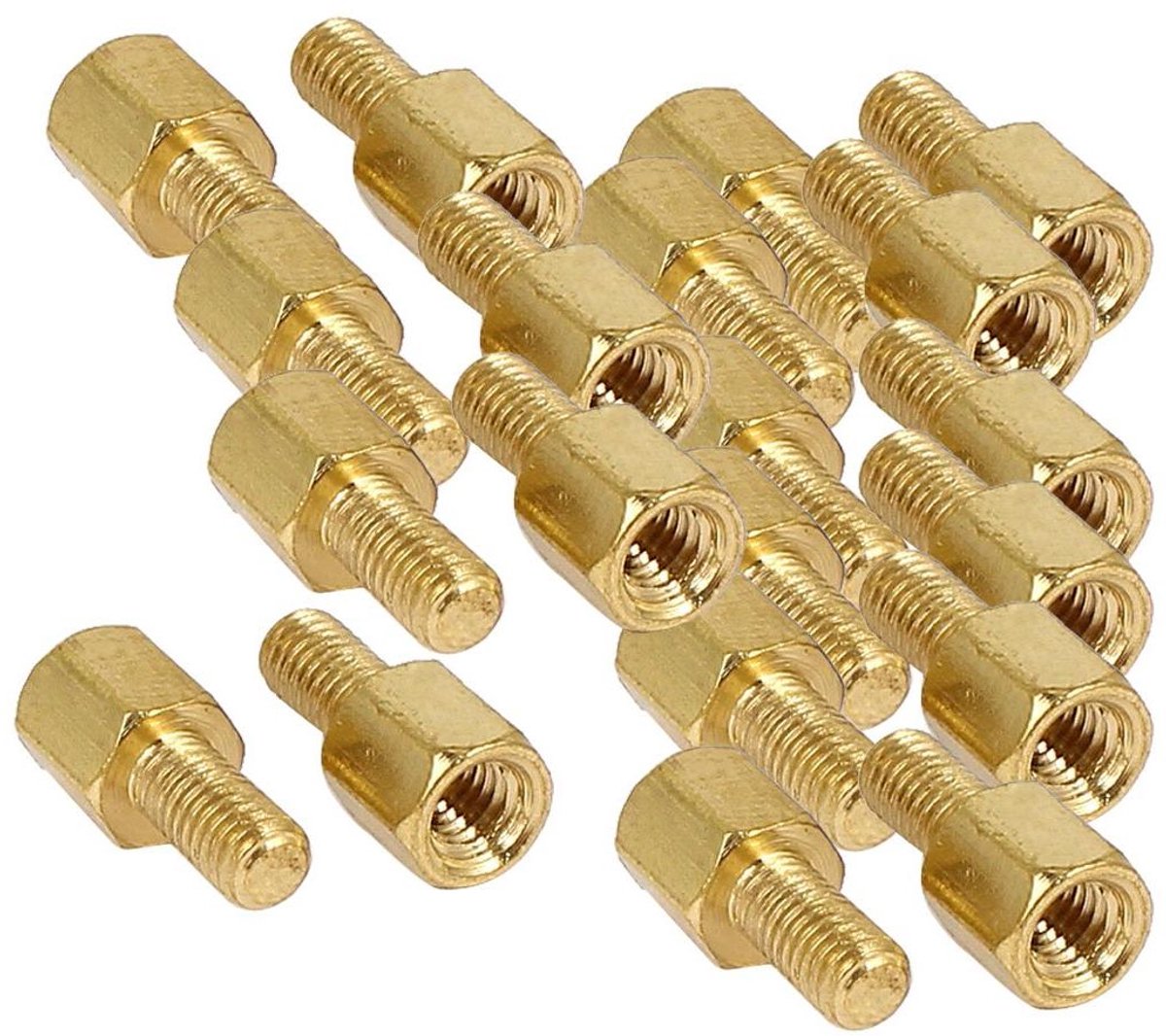 Eamber - Zeshoekige Messing Afstandhouders Vrouwelijk M3 x 5 + 6 mm - 20 Stuks