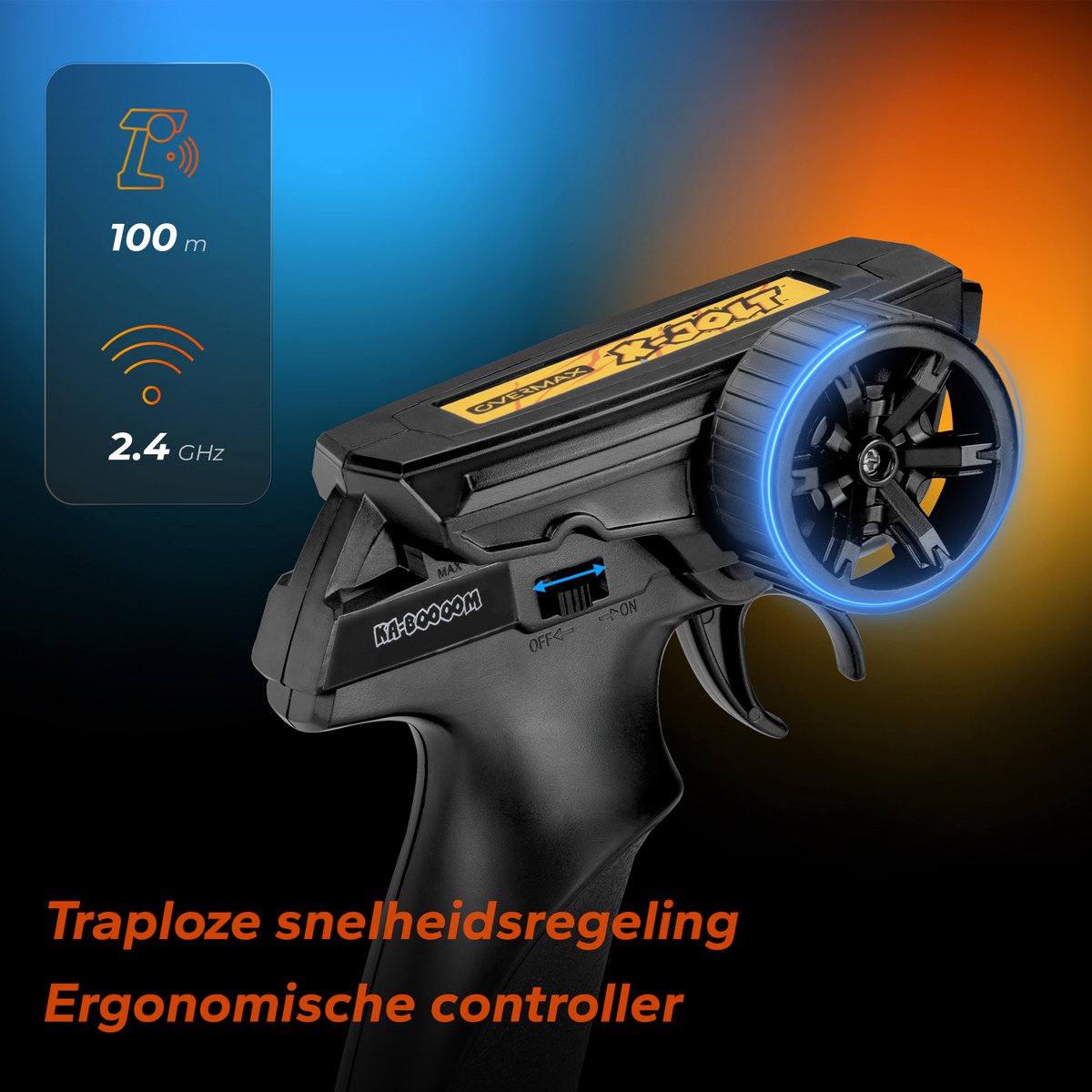 Overmax X-Jolt RC Auto – 20 km/u – Achterwielaandrijving, 2 Accu’s tot 30 min Rijtijd, Vering, Stootbumper, Offroad Banden, Plooibare Snelheidsregeling, Ergonomische Afstandsbediening – Racewagen voor Kinderen & Volwassenen - Bestuurbare Auto — afbeelding 4
