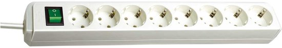 Eco-Line stekkerdoos met schakelaar 8-voudig wit 3m H05VV-F 3G1,5