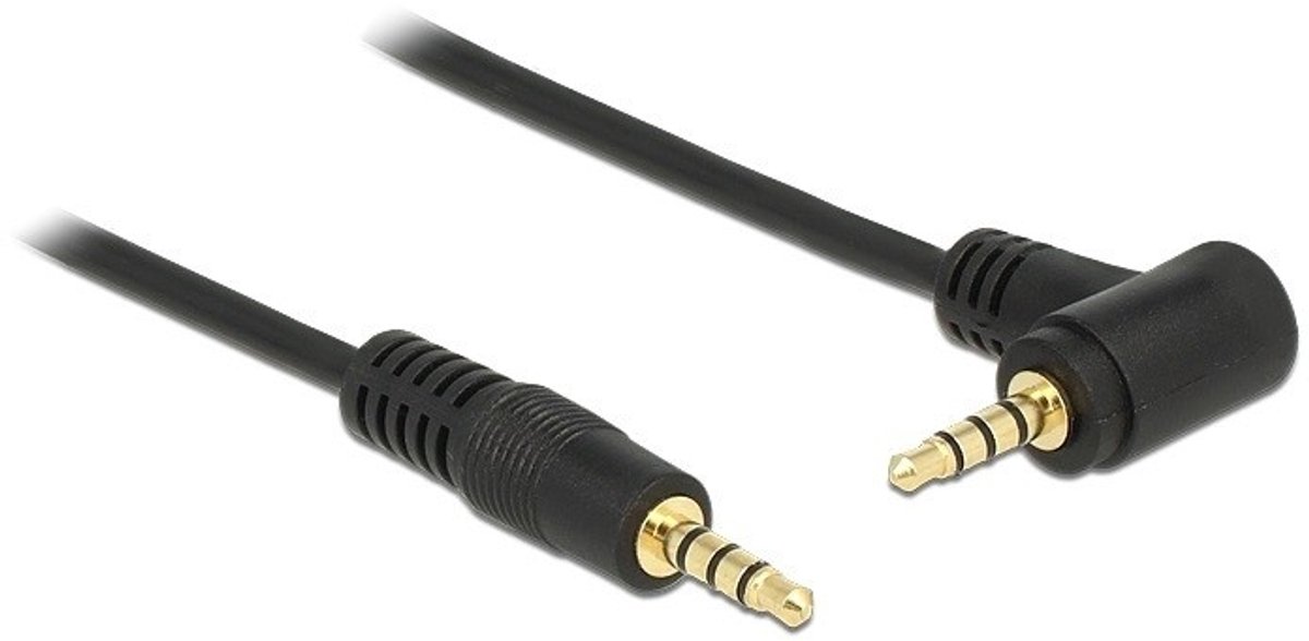 3,5mm Jack 4-polig audio/video kabel AWG24 - haaks / zwart - 2 meter
