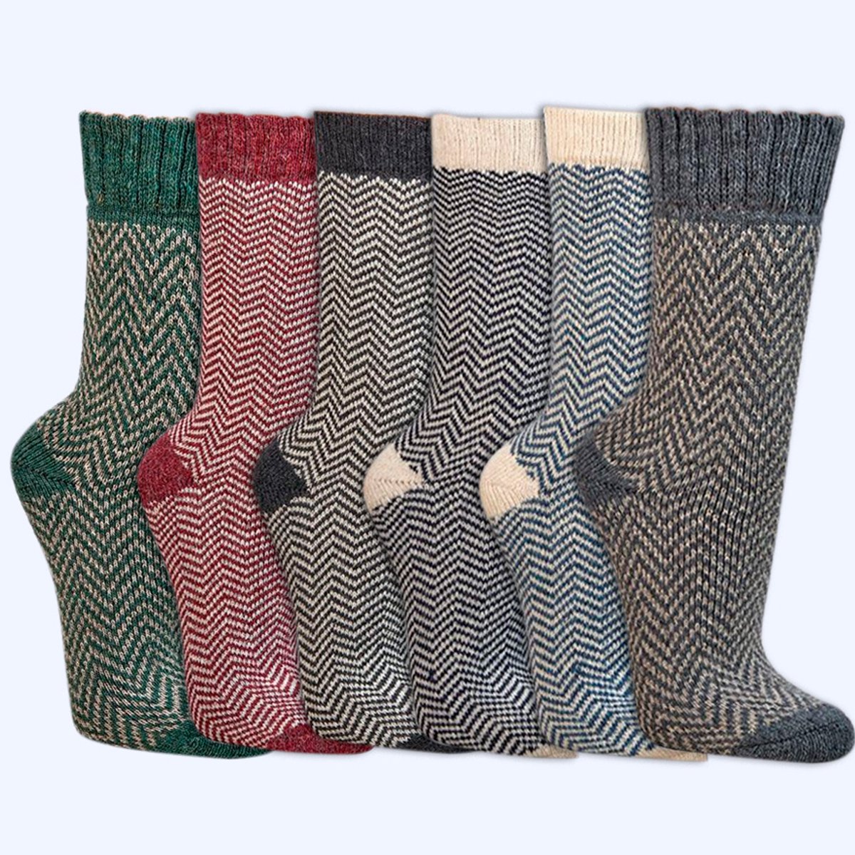 Gebreide sokken | Warme sokken | Alpacawol | Vissersstijl | Diverse kleuren | Diverse maten | 6 paar