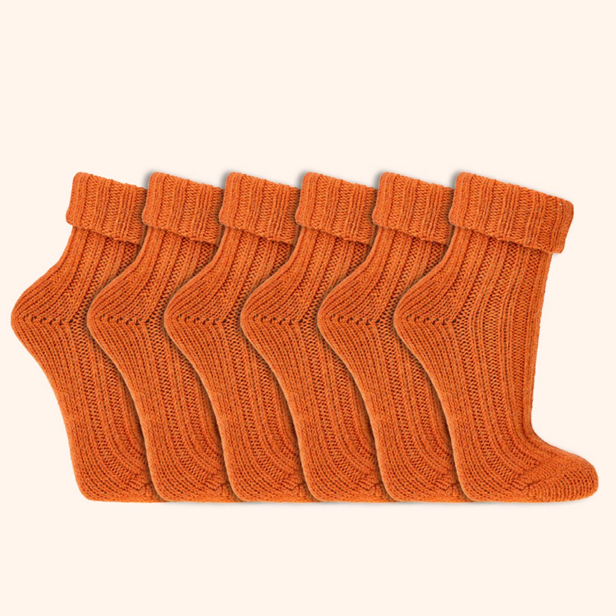 Wollen sokken | Alpacawol | Krimpvrij | Kleur: Oranje | 6 paar
