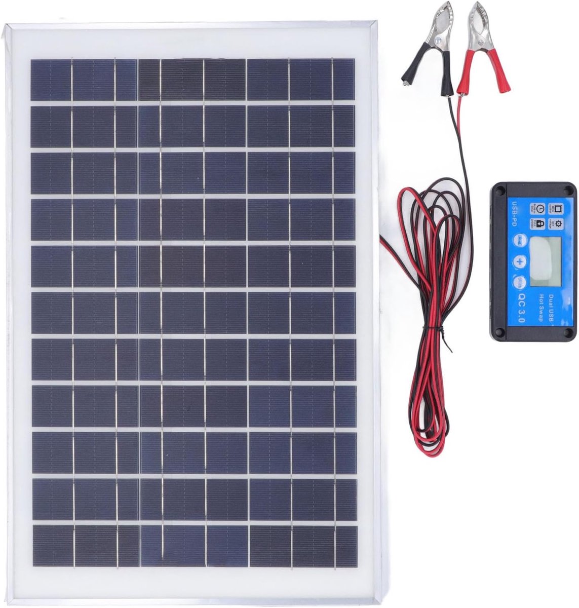 50W 18V Solar Paneel Kit - Solar Batterij Drup Oplader Onderhoud - MPPT Waterdichte Laadcontroller - 3 Meter Batterijklem Voor Buiten RV Boot Trailer Camper