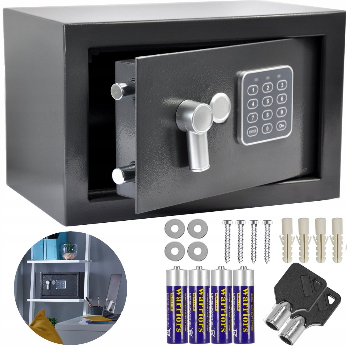 Elektronische Kluis met Code & 2 Sleutels - 31cm Breedte