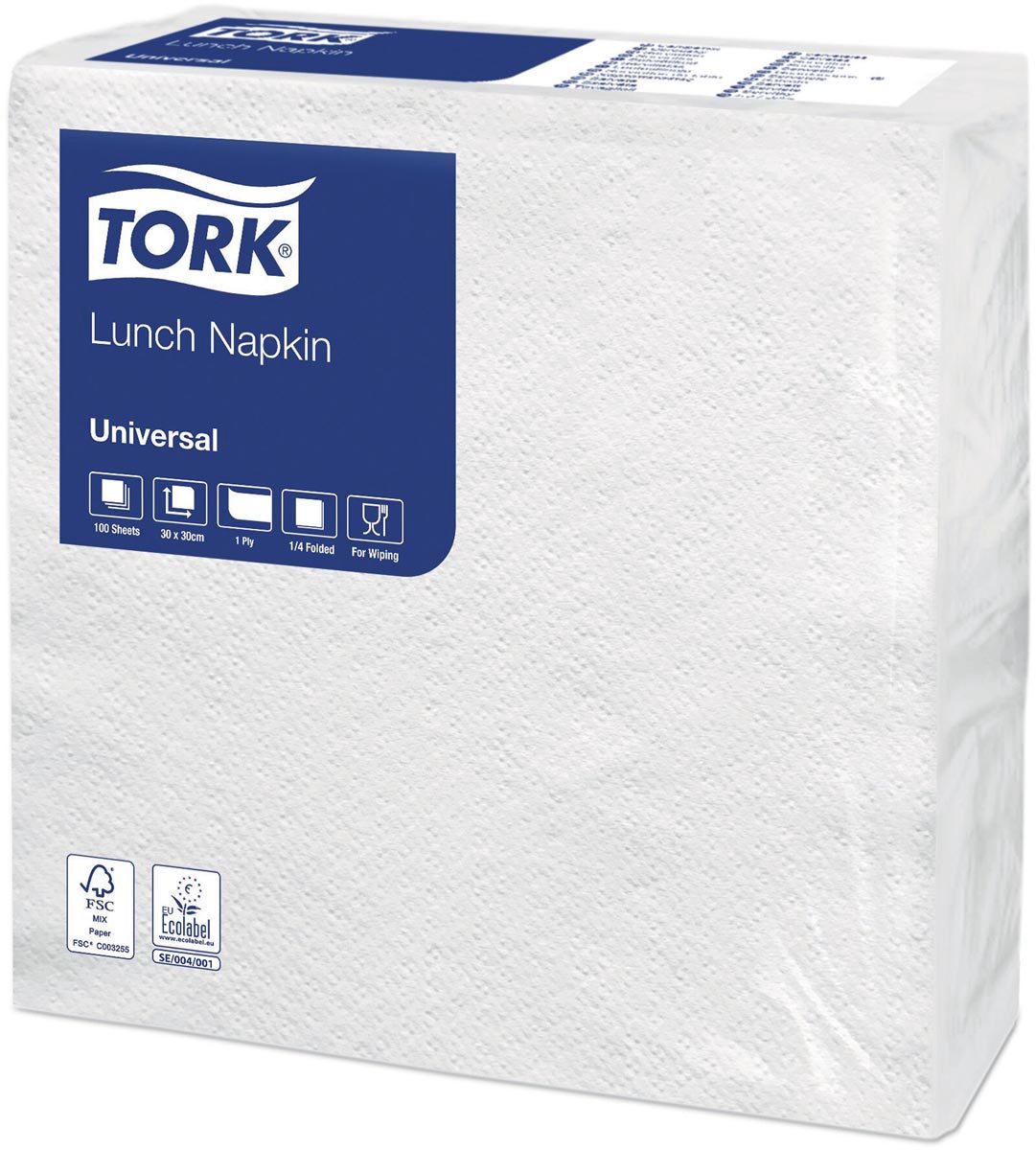 Tork Lunchservet wit 1 laags 1/4 vouw