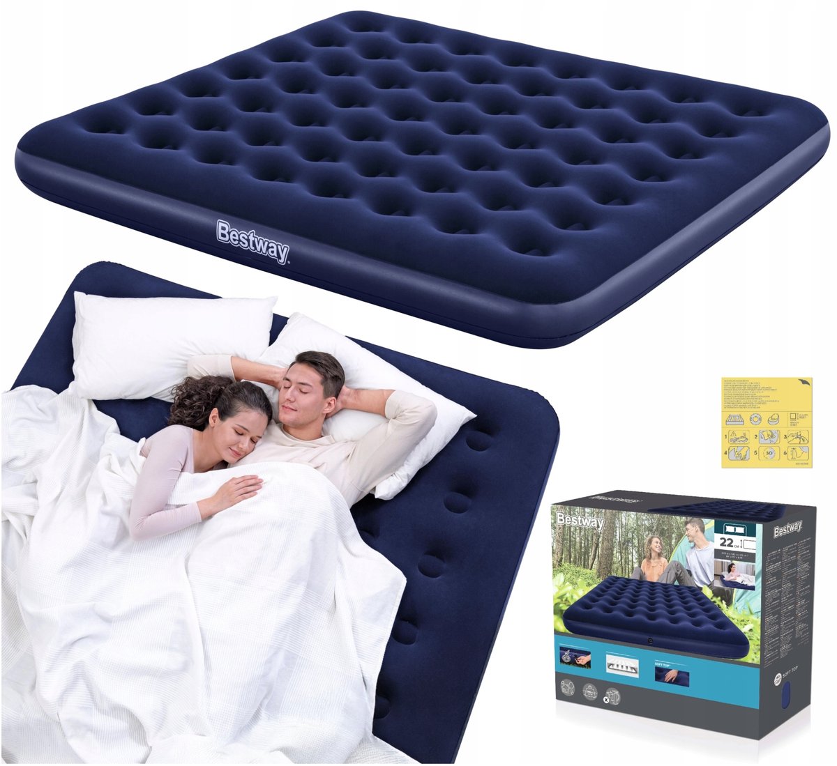 Bestway Dubbel Luchtbed 203x183cm - Comfortabel Kamperen & Logeren