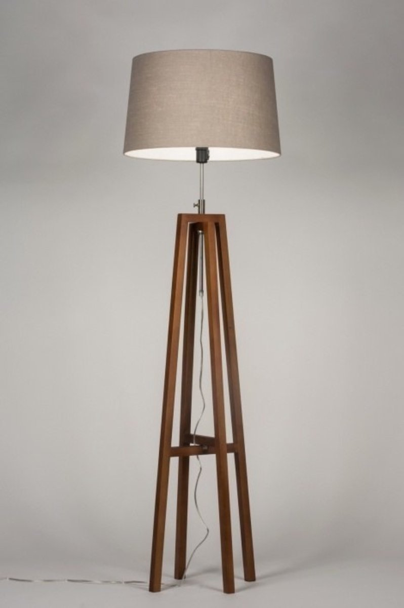 Lumidora Vloerlamp 30550 - LILLE - E27 - Bruin - Taupe - Hout - ⌀ 45 cm