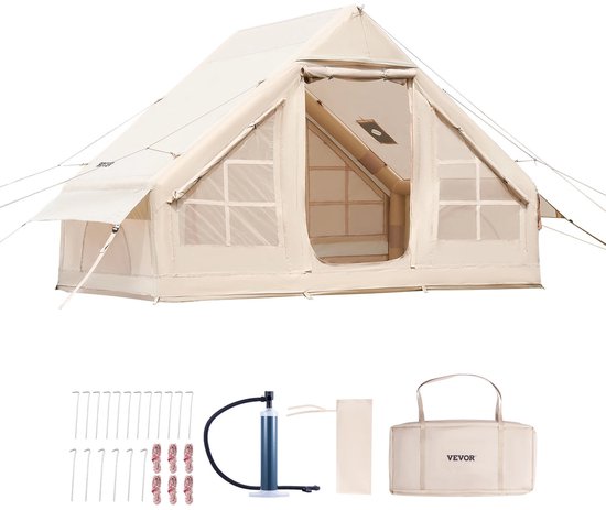 Milova Tent - Kampeertent - Glamping - Familietent - Outdoor - Opblaasbare tent - 4 persoons - Waterdicht - Incl draagtas en accessoires