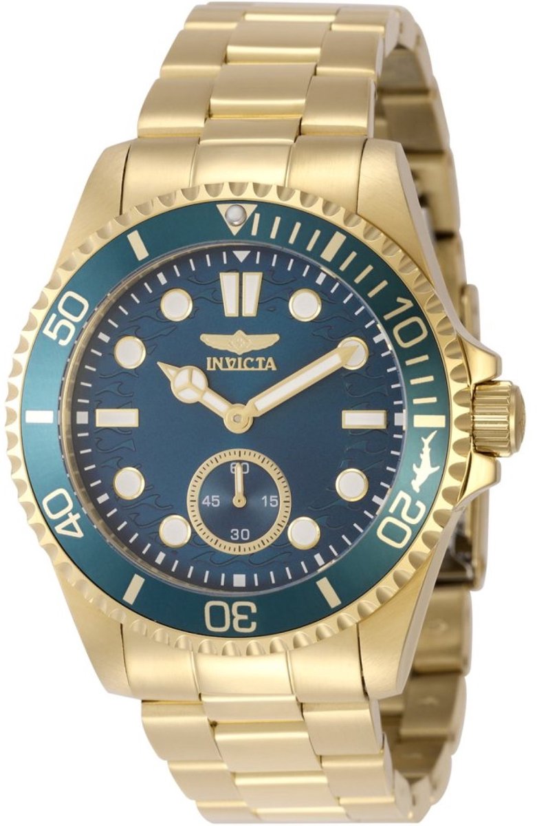 Invicta Pro Diver 49427 Heren Horloge - Waterdicht - Analoog - Quartz Uurwerk - Roestvrij Staal met blauwe Wijzerplaat - 43mm