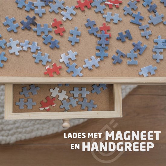 BREND BR-2217 Puzzelplaat voor 1500 Puzzelstukjes met 6 Lades – Puzzelbord met Opbergsysteem - Puzzelmat van Hout – Puzzeltafel inclusief Afdekplaat