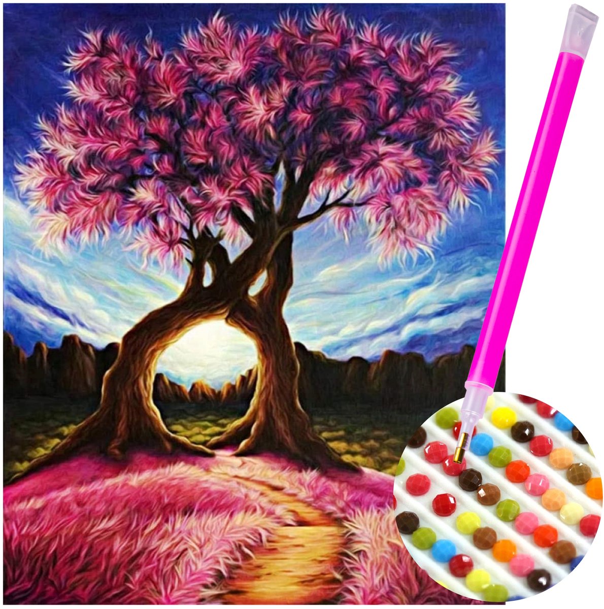 Diamantborden "Abstracte Bomen" 5D DIY Mozaïekpakket 30x40cm