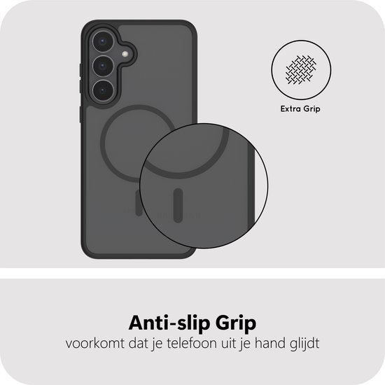 Étui Cazy compatible avec Samsung Galaxy S25 FE et MagSafe - Coque arrière de qualité militaire - Zwart